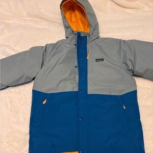 Patagonia Kids Blue and Gray Jacket with Orange Accents